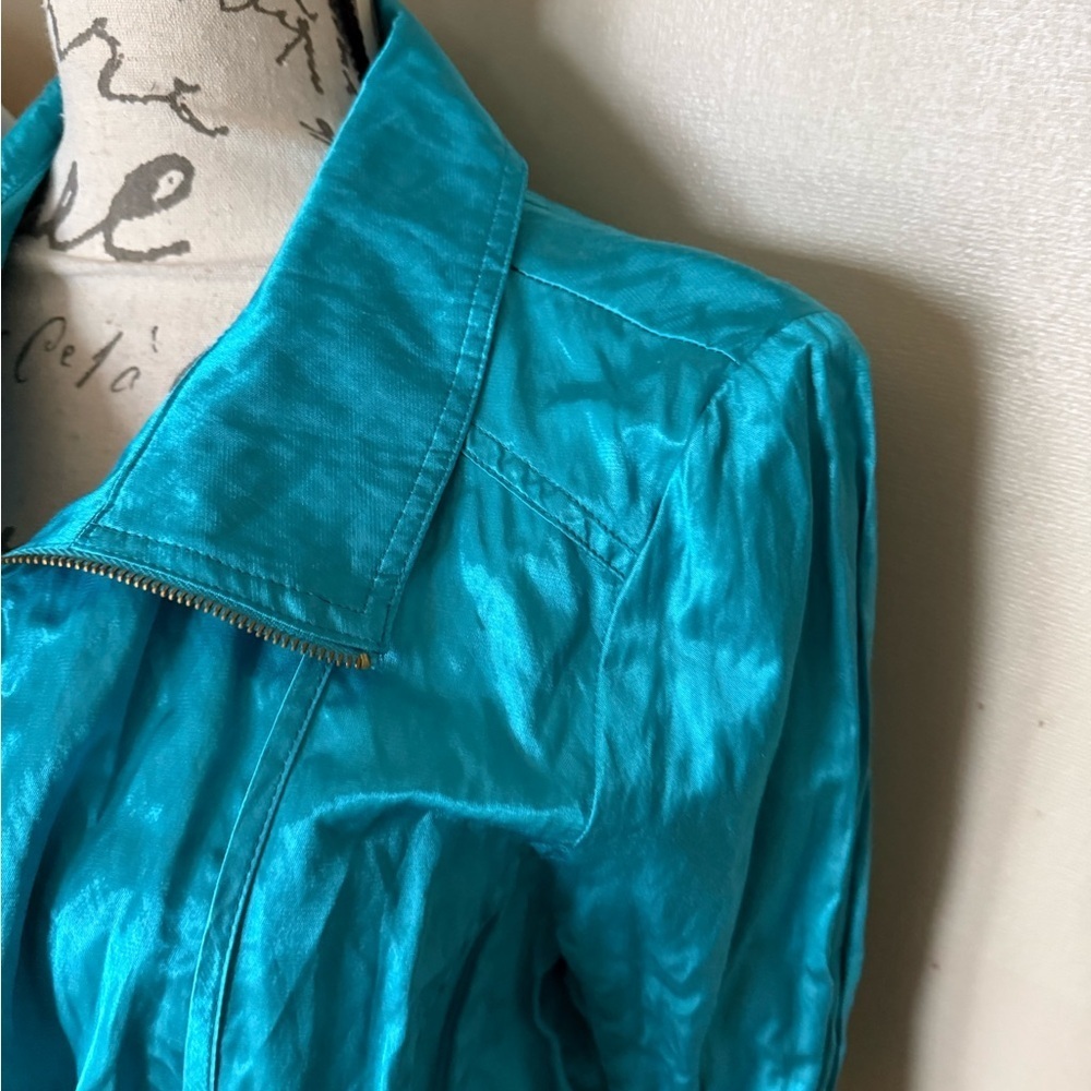 Ruby Rd Blue Utility Jacket with Lustrous Finish NWT - Picture 3 of 8